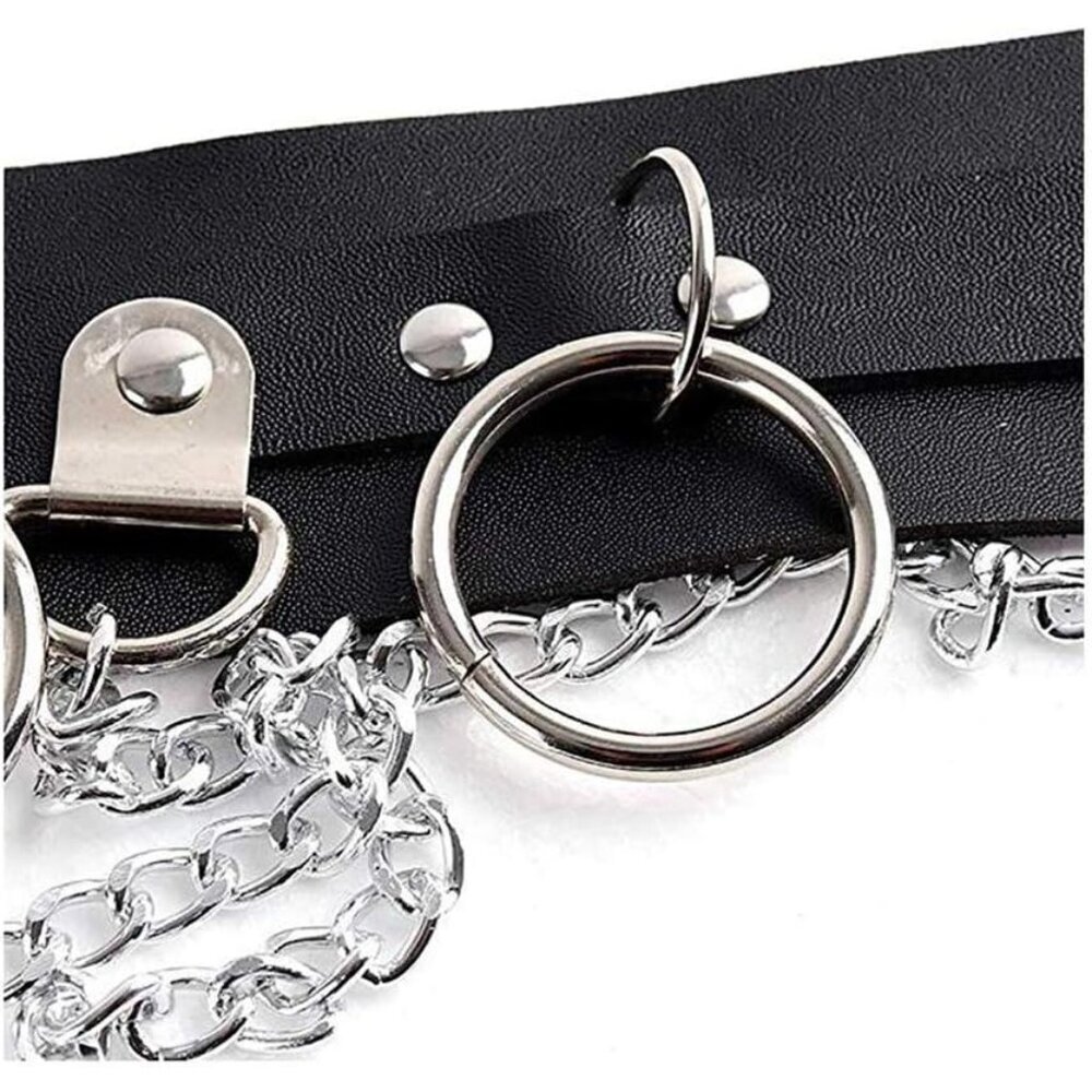 Women's Gothic Punk Leather Waist Chain Body Chain Adjustable - Picture 4 of 7